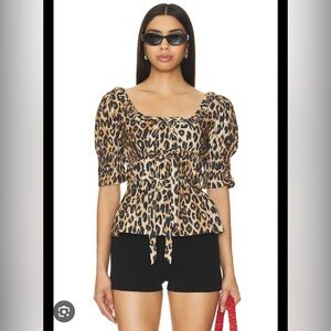 Chic Leopard Print Puff Sleeve Blouse